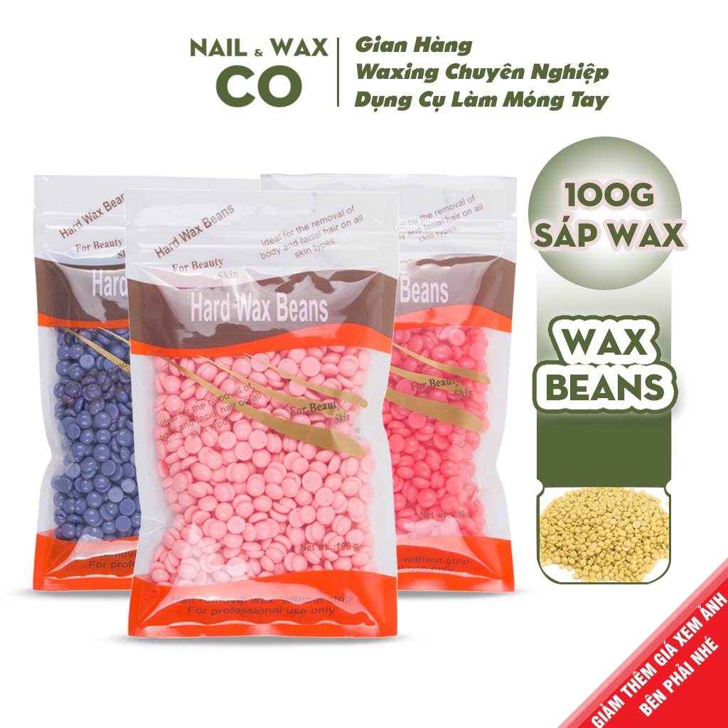 Sáp wax lông nóng hard wax beans 100g sáp hạt đậu tẩy lông tặng que gạt