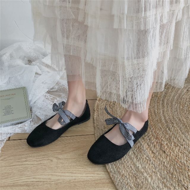 Giày Bệt Búp Bê Nữ Thắt Nơ caro Duyên Dáng | BigBuy360 - bigbuy360.vn