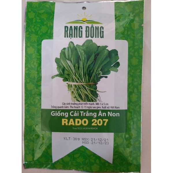 Hạt giống cải trắng ăn non RADO 207 Rạng Đông gói 30g