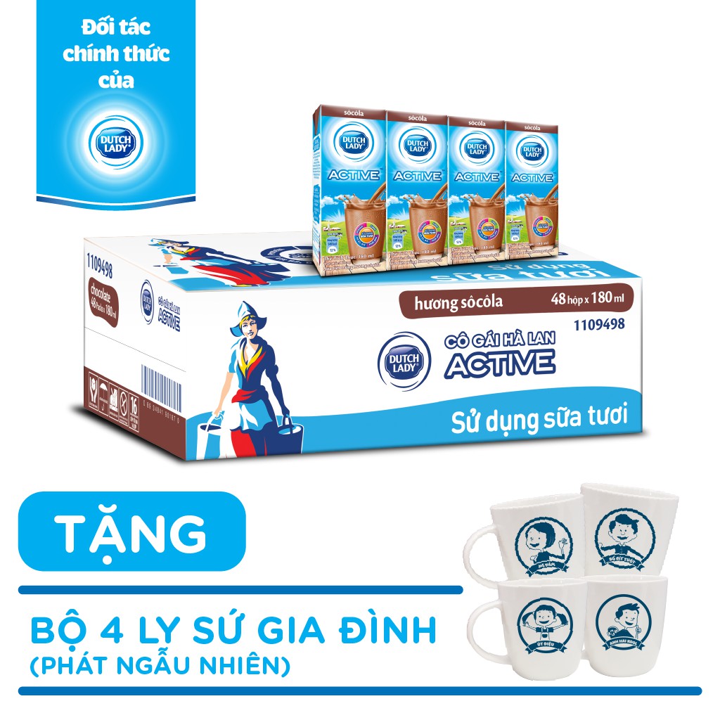 [Hà Nội] Sữa Tươi Dutch Lady Active Socola 180ml