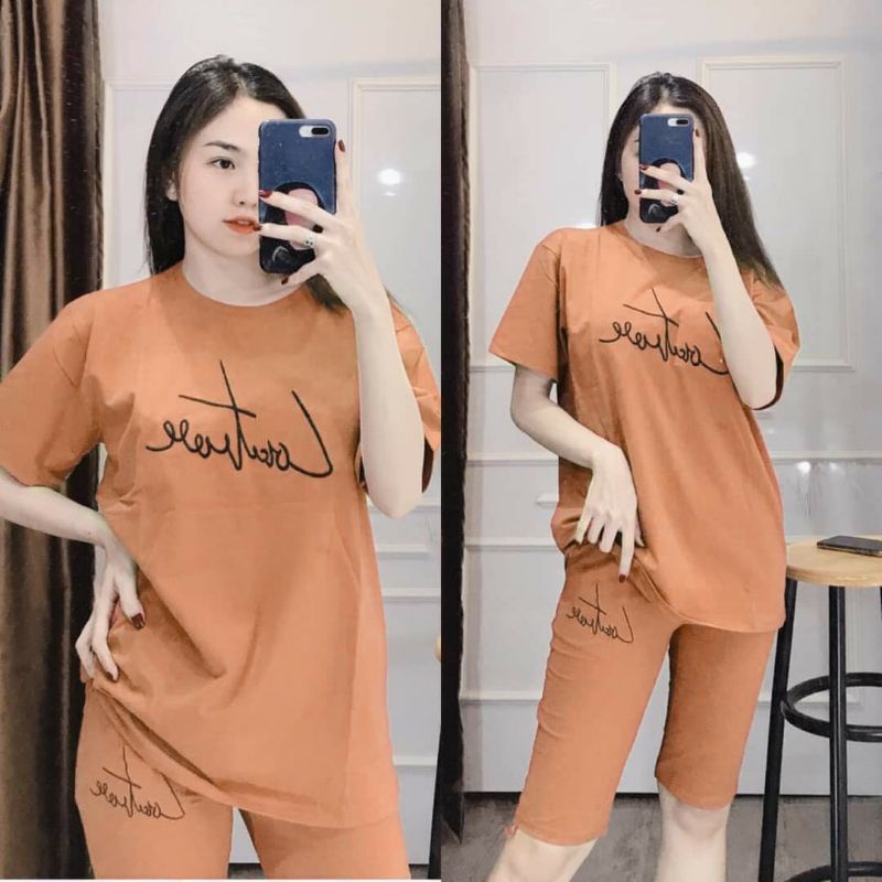 Đồ Bộ Thun Nữ Set Đồ Bộ Quần Lửng Ngố Mặc Nhà Cotton 4 Chiều Thêu CHỮ KÝ LỬNG JULYNA QL11