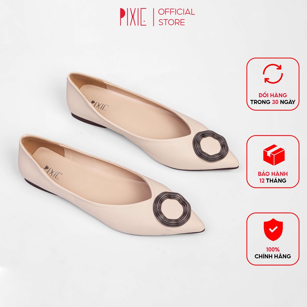 Giày Búp Bê Mũi Nhọn Khoá Tròn Pixie X688
