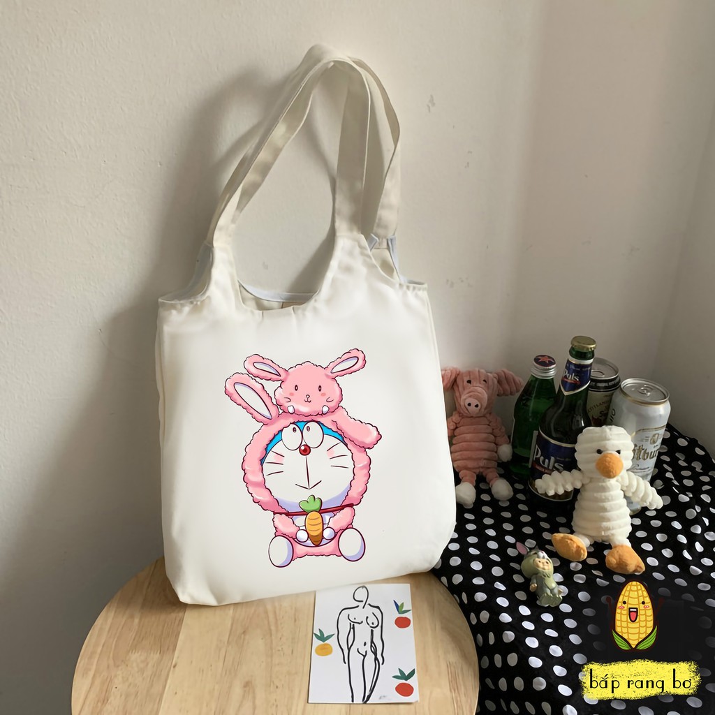 TÚI TOTE TRÒN DORA EMON P2 [CÓ KHÓA + TÚI CON] - VẢI CANVAS