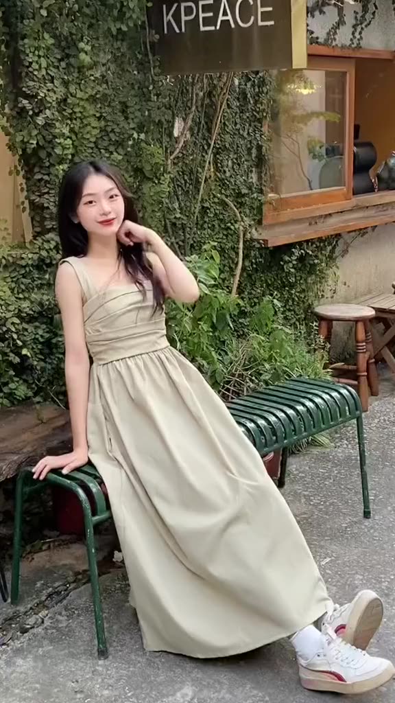 Váy 2 dây dáng dài chun lưng phong cách Hàn Quốc,Xếp Ly Ngực Triết Eo Dáng Xòe 4 Màu | BigBuy360 - bigbuy360.vn