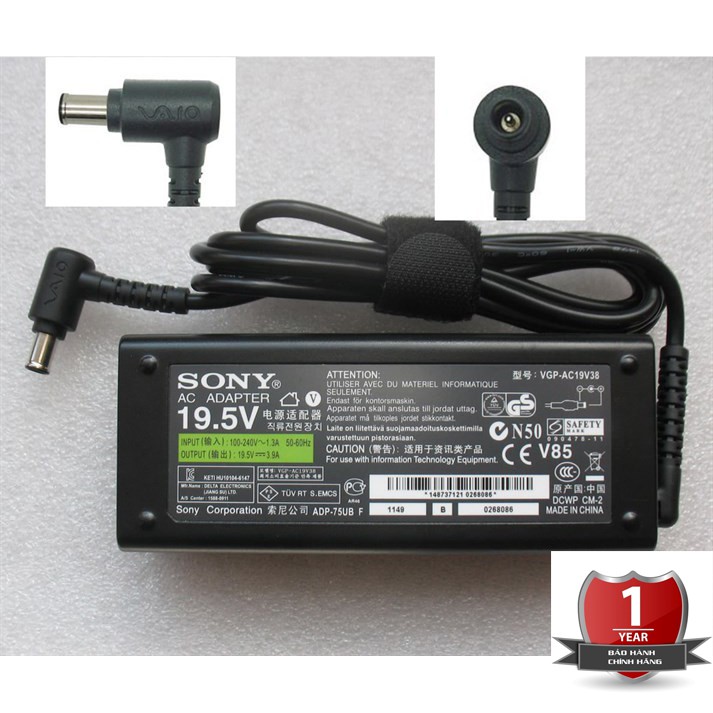 Sạc Laptop Sony 19.5V - 3.2A và Sạc Sony 19.5V - 4.7A Chính Hãng NEW 100%