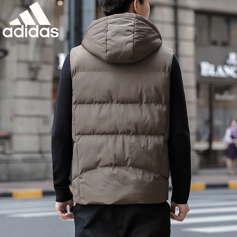 Áo Khoác Phao Không Tay Có Mũ Trùm Đầu Dáng Rộng Chất Liệu cotton Dày Dặn Giữ Ấm Dành Cho Nam Giới