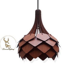 Đèn trang trí phòng khách,phòng ngủ,quầy bar cafe bằng gỗ kiểu dáng hoa Lài LP0731 (Màu Nâu Đỏ)