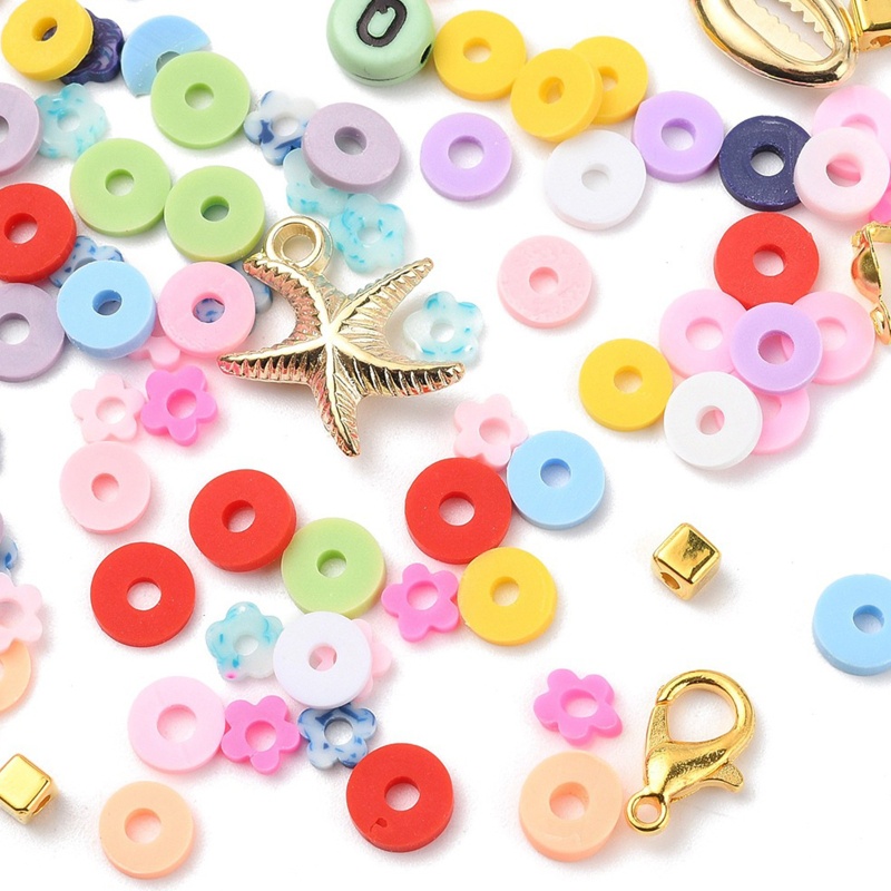 Hộp Hạt Đất Sét Dẹp In Chữ Nhiều Màu Sắc Dùng Làm Trang Sức DIY