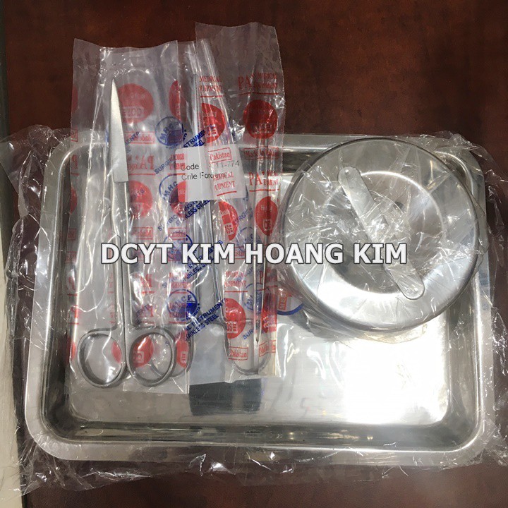 Bộ dụng cụ y tế gia đình cơ bản (dụng cụ sơ cứu inox) KHAY1723,N14,K16,P16, HGD7.5