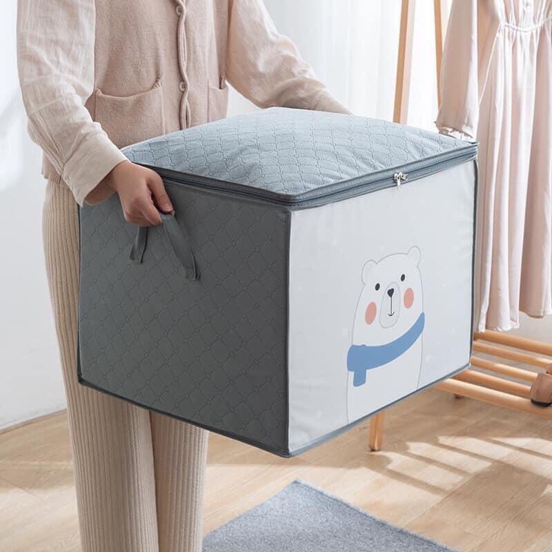 Túi vải đựng đồ đa năng Chăn màn Quần Áo Đồ lót cỡ lớn kéo khóa tiện dụng MIKODA TÚI VẢI ĐỰNG ĐỒ GẤP GỌN HÌNH CUTE - K18