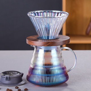 Bình thủy tinh pha Drip cà phê V60 và Phễu pha cà phê thủy tinh giá gỗ dùng giấy lọc