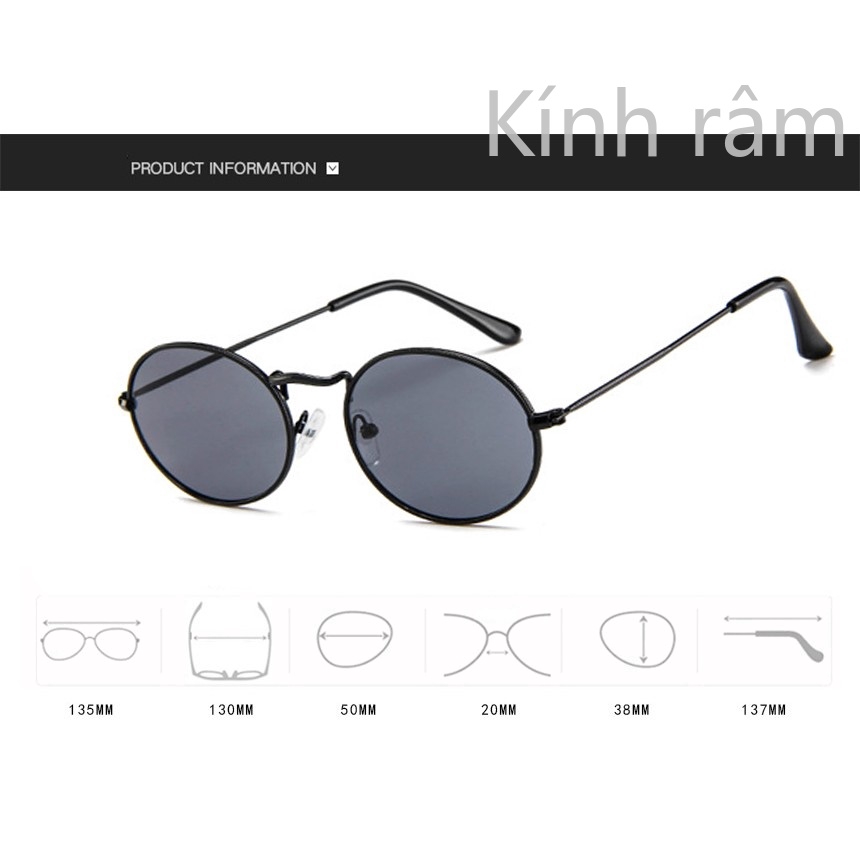 Kính mát tròng hình oval gọng thép không rỉ chất lượng cao