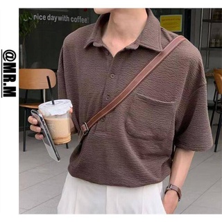 Áo thun Polo thời trang nam phong cách Hàn Quốc ngắn tay đan áo thun Polo