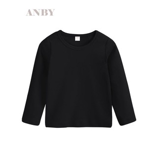 Áo Thun trẻ em "ANBYKIDS" thiết kế hình trơn màu Đen basic, áo phông cổ tròn basic cộc tay thoáng mát, thấm hút mồ hôi