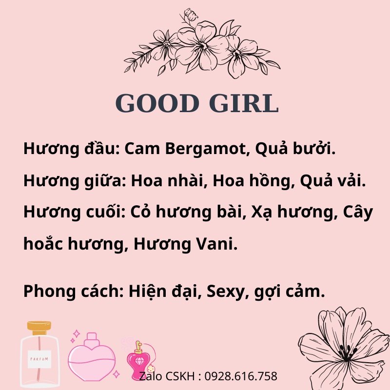 Nước Hoa mini Good Girl 20ml 6D Hương Thơm Quyến Rũ Thơm Lâu 12h Nước Hoa Nữ, Bảo Hành 12 tháng | WebRaoVat - webraovat.net.vn