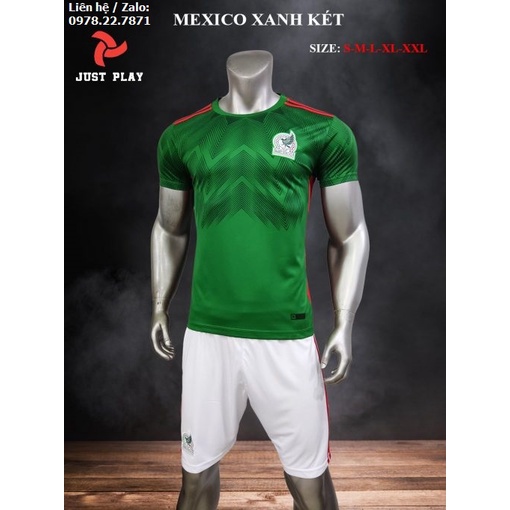 Bộ Quần Áo Bóng Đá Mexico World Cup 2022 Sân Nhà Màu Xanh