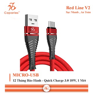 Cáp Sạc CAPARIES REDLine V2 Chuẩn MICRO-USB - Dài 1M - CPRREDV2