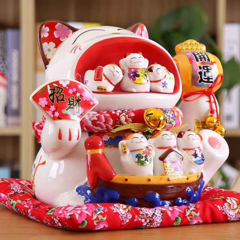 Mèo thần tài, mèo may mắn ống tiết kiệm 33cm -35cm