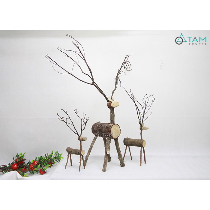Mô hình tuần lộc gỗ cành cây cỡ lớn X-TLBIG-02