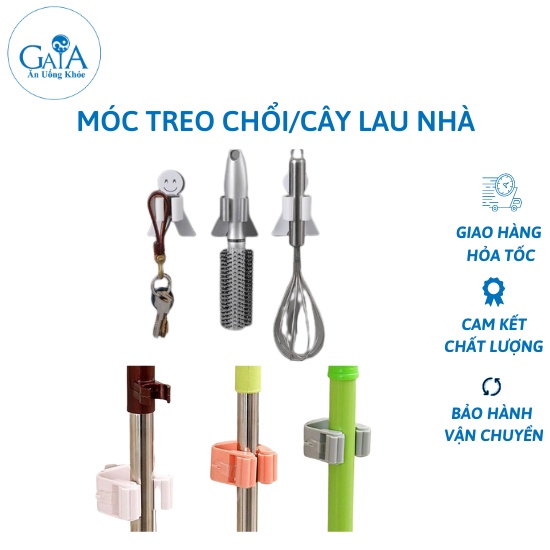 Móc treo chổi, móc treo cây lau nhà dán tường tiện dụng giữ siêu chắc