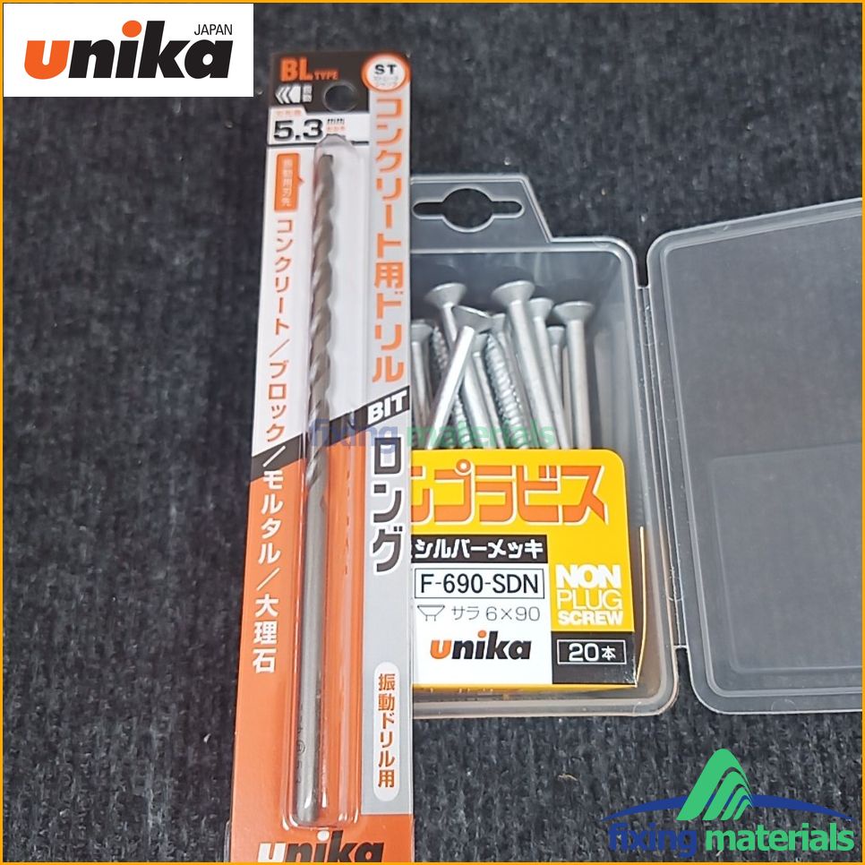 Vít bê tông Unika 6mm, loại dài 90mm, đầu bằng, mã F690