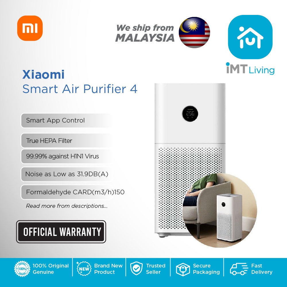 Xiaomi Mi Smart Air Purifier 4 | Mi Malaysia Warranty | OLED Display | Smart Control | High Efficiency Purification