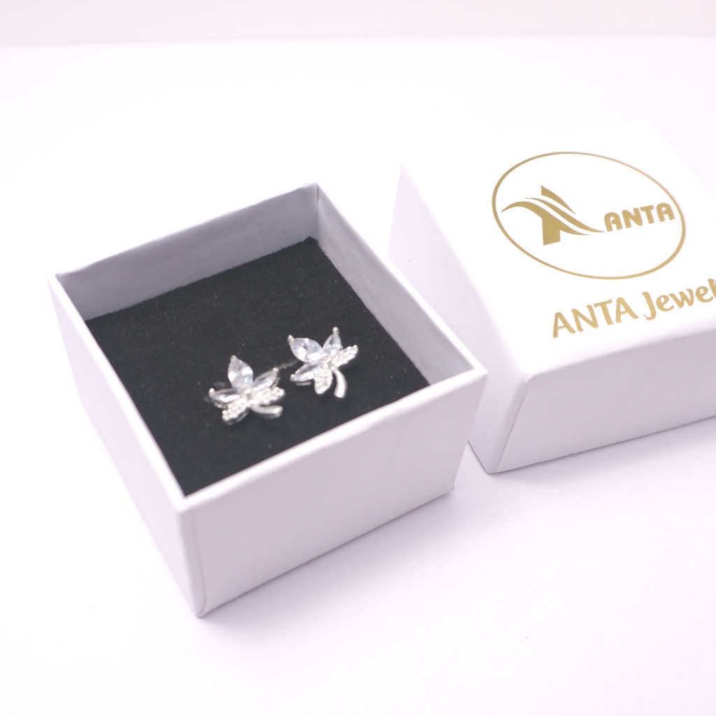 Bông tai bạc ATJ9082 dành cho nữ hình lá đính đá Leaves with rhinestones ANTA Jewelry