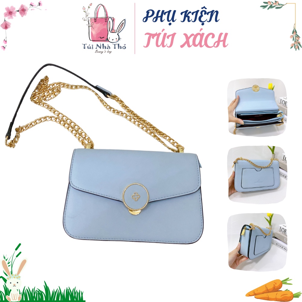 Túi xách nữ đeo chéo da trơn khóa tròn dây da phối xích size 20- Hàng Nội Địa Trung-Chất da tổng hợp cao cấp-Giá Tốt