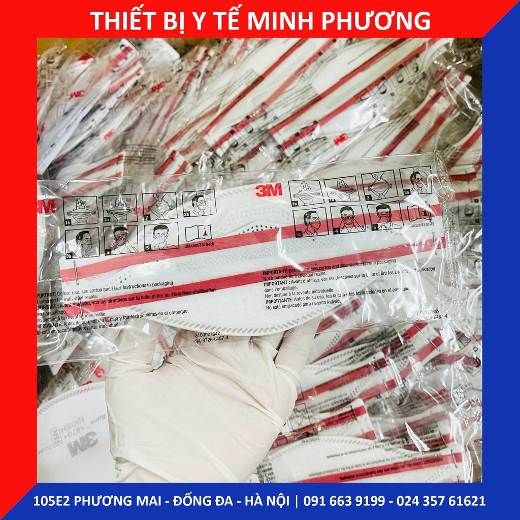 [Bán lẻ từng chiếc] Khẩu trang 3M 1870+ tiêu chuẩn N95 chính hãng
