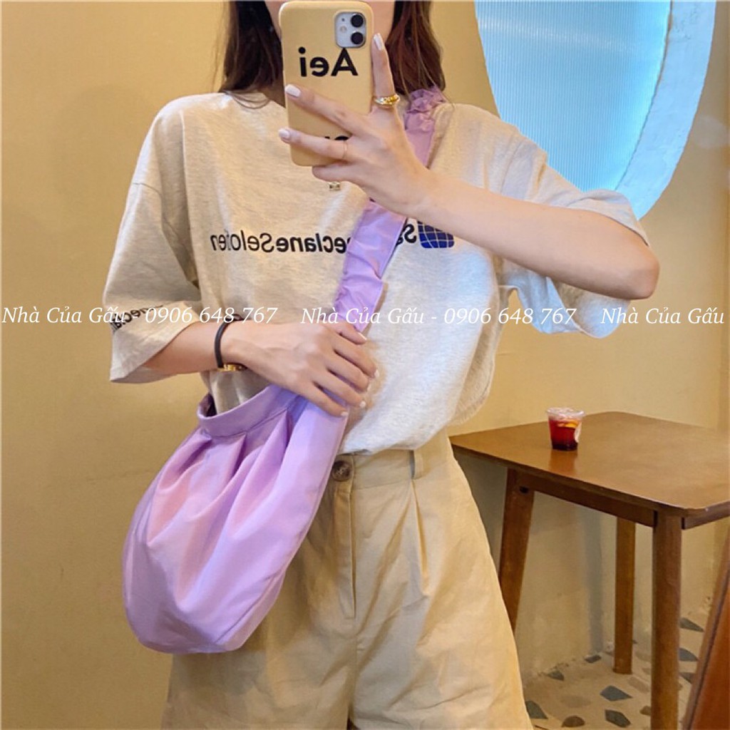 Túi tote vải trơn bo nhúng đeo chéo hay đeo vai gì cũng xinh nè