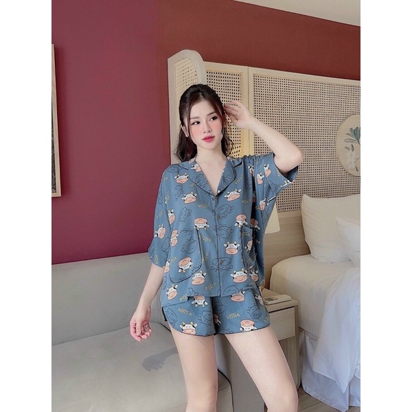 Đồ Ngủ Pijama Lụa Mango, Tay Dơi Quần Ngắn Siêu Xinh, Tiểu Thư Mềm Mịn, Độc Lạ Khó Tìm, Sang Chảnh Hàn Quốc