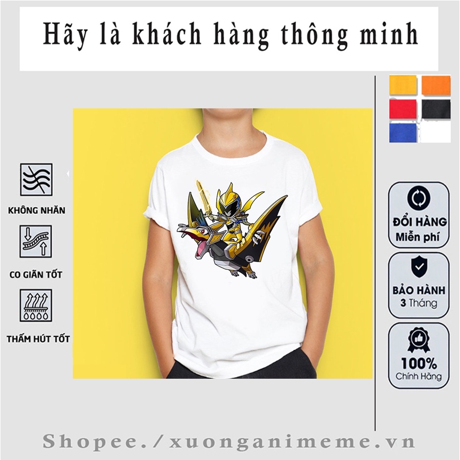 Áo thun trẻ em in hình hoạt hình 5 anh em siêu nhân gao deka vàng T88