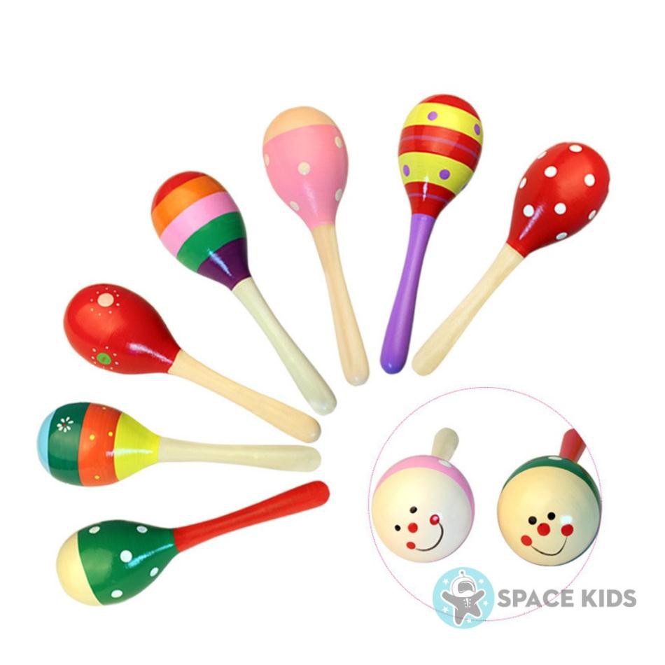 Đồ chơi xúc xắc gỗ cho bé Space Kids, Lục lạc gỗ cho bé từ 3 tháng tuổi