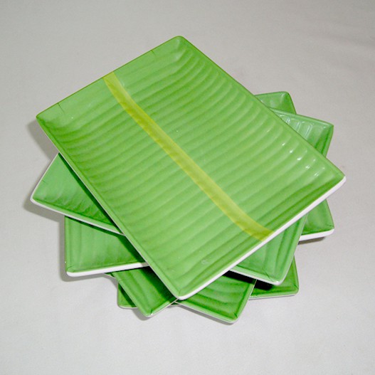 Khay lá chuối size 25x19cm nhựa Melamine (KLC03)