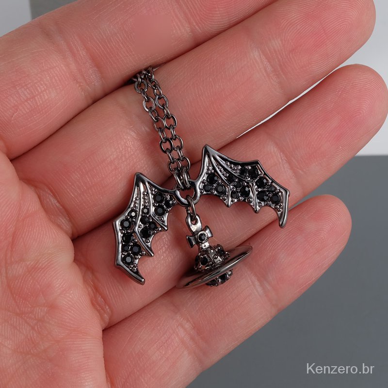 Vòng Cổ Choker Mặt Gỗ Đen Hình Dơi Phong Cách Punk