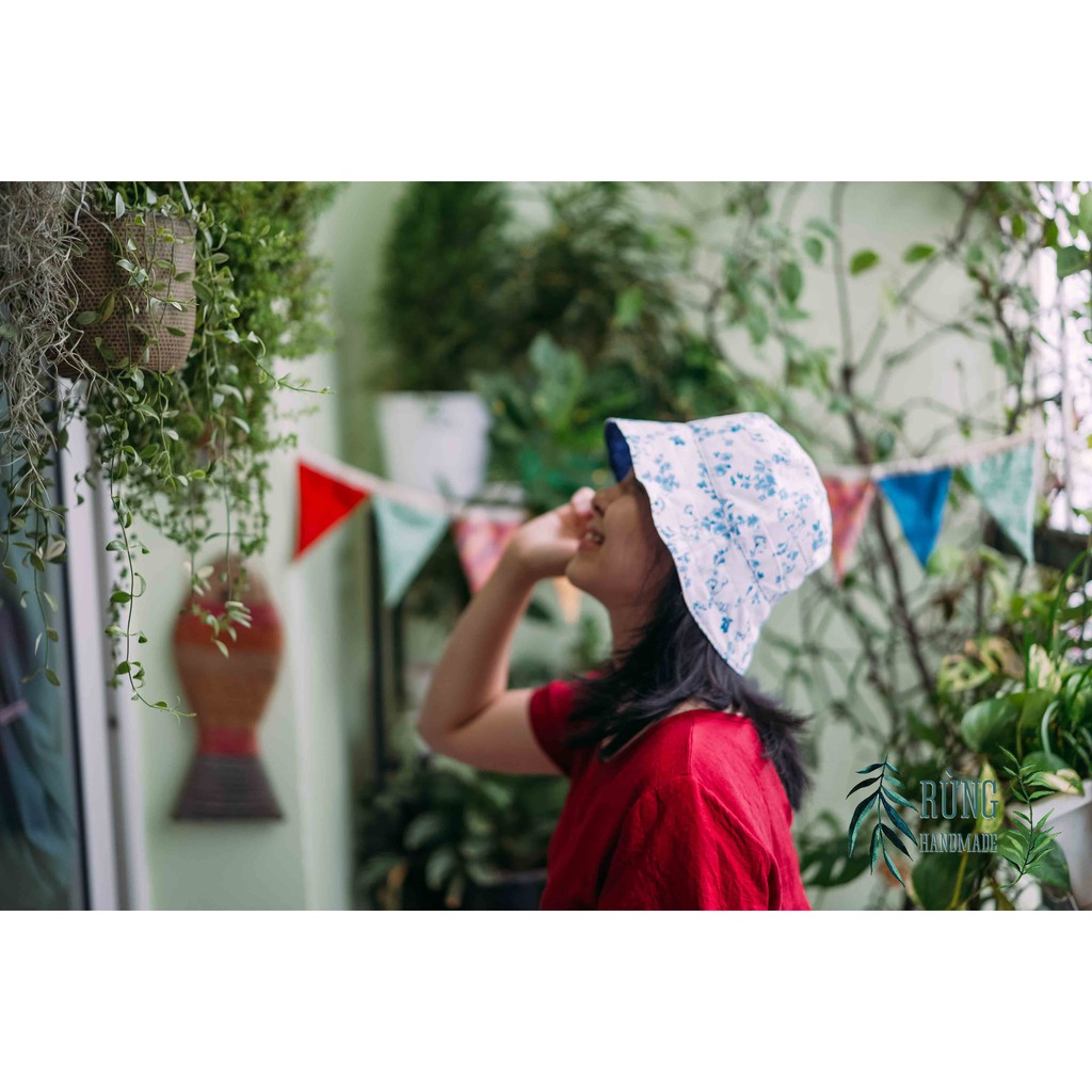 Mũ vải bucket handmade đội được 2 mặt