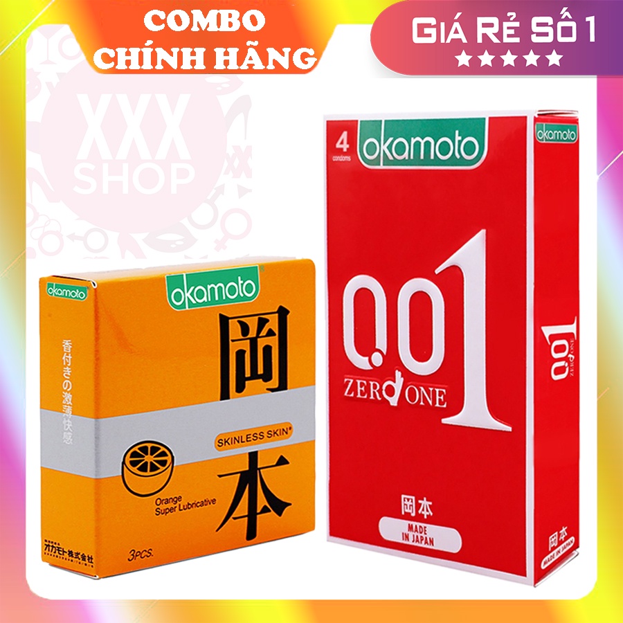 Combo Bao cao su OKAMOTO 0.01 ZERO ONE siêu mỏng Hộp 4 cái + Bao cao su