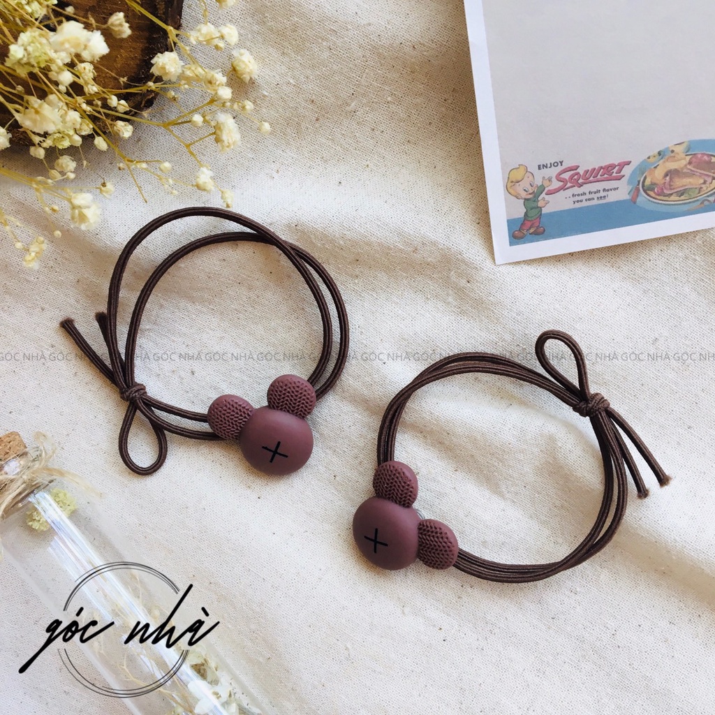 Cột tóc gấu,mèo BASIC họa tiết đơn giản trắng xám hồng nâu xinh xắn Goc Nha ct0011