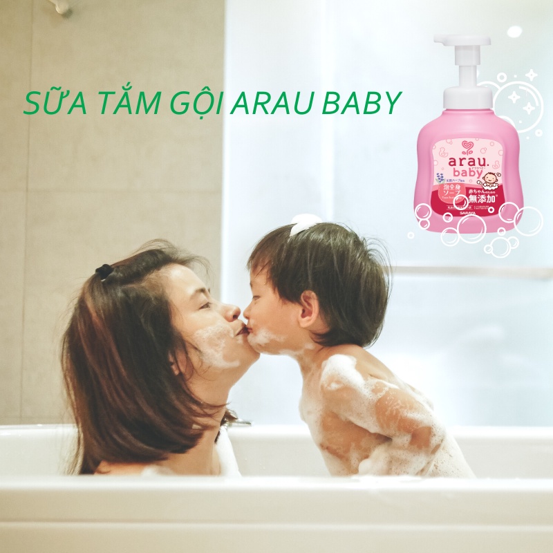 Sữa tắm gội Nhật Bản Arau Baby Hồng - Chai 450ml