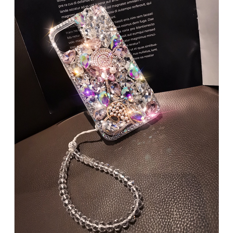 Ốp Điện Thoại Đính Đá Lấp Lánh Có Dây Đeo Cho Xiaomi Redmi Note 11 Pro 11s 10 10s 9s 9 8 4G Redmi 9A 9C 9T 10C POCO X3