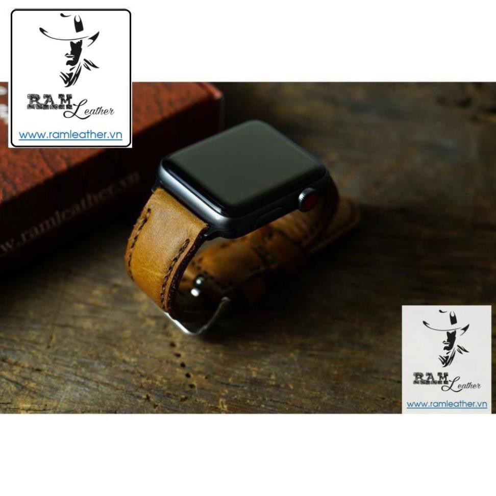 (Made in VietNam) DÂY ĐỒNG HỒ APPLE WATCH - DA BÊ NÂU - RAM CLASSIC 1989 - RAM LEATHER - ĐỦ SIZE APPLE WATCH