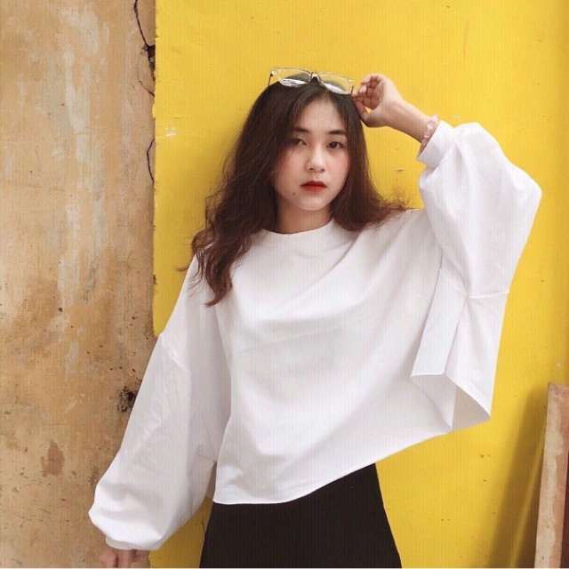 Áo croptop from rộng tay bo