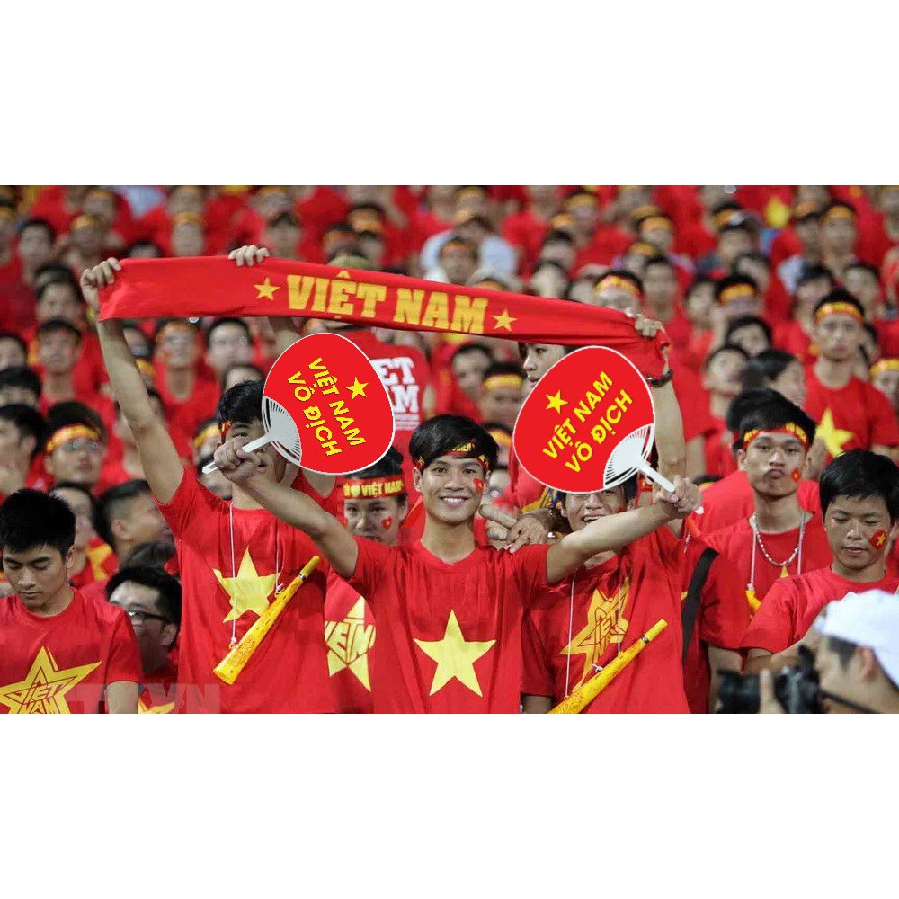 Quạt nhựa cầm tay, quạt cờ đỏ sao vàng, quạt cổ vũ Việt Nam vô địch