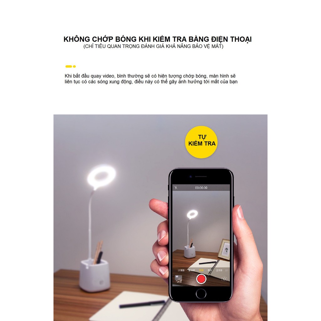 Đèn Bàn Học Đọc Sách LED Chống Cận 03 Chế Độ Ánh Sáng Vàng Bảo Vệ Mắt Có Hộp Bút Và Giá Để Điện Thoại - HV Store 277