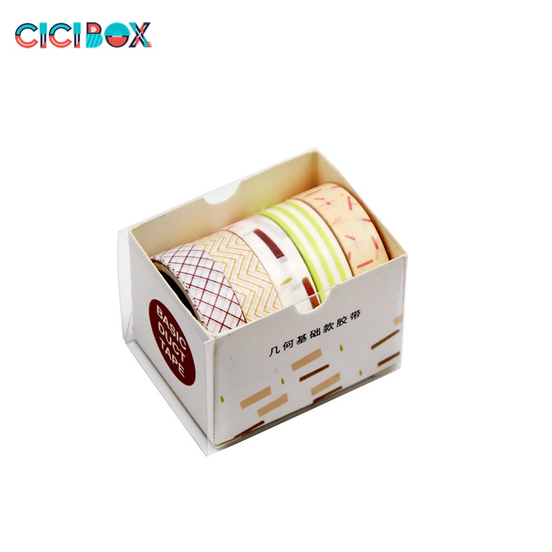 Băng dính washi tape bộ 5 cuộn trang trí nhiều màu, Băng keo chuyên dụng tiện lợi CICIBOX