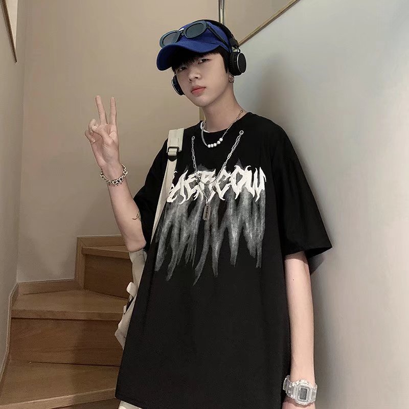 Áo Thun Nam Ngắn Tay Họa Tiết Hoạt Hình Phong Cách Hàn Quốc Áo phông nam in chữ