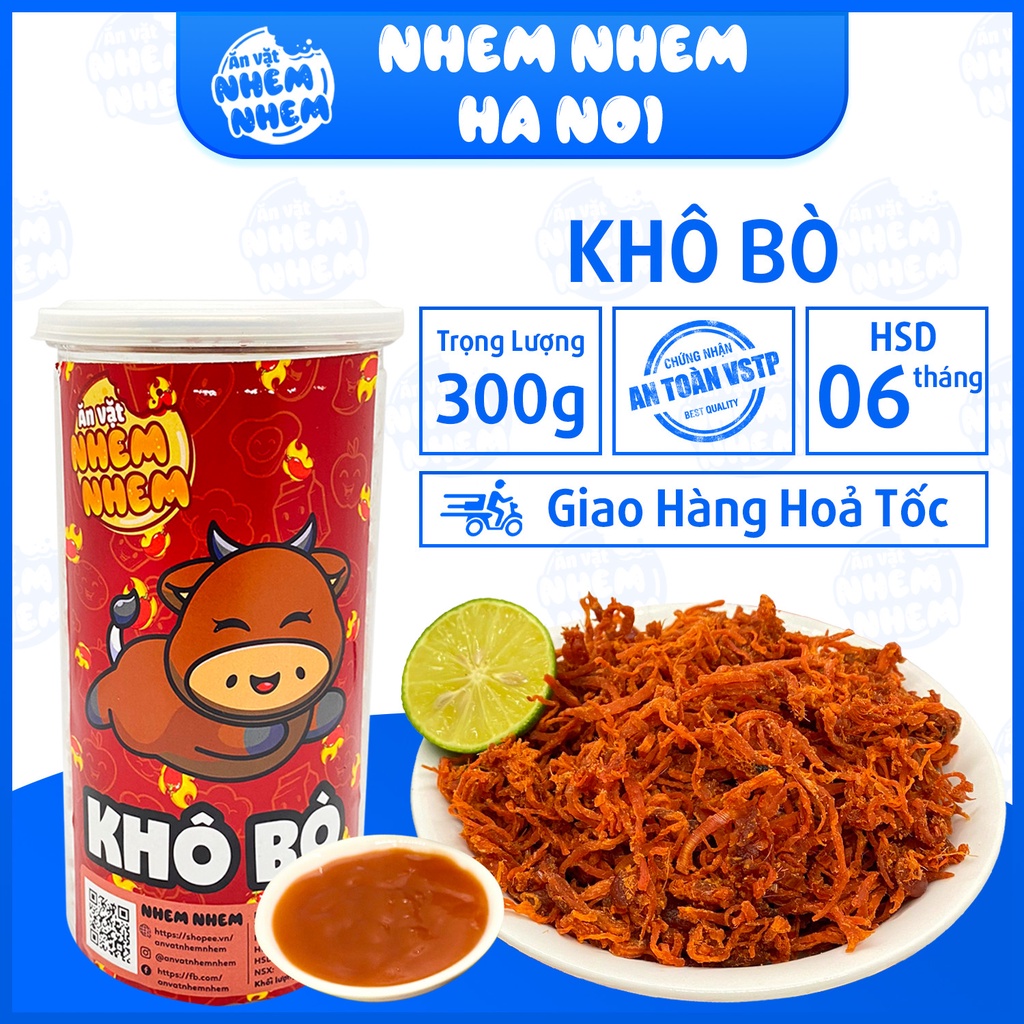 Khô bò sợi Nhem Nhem 300g Đồ ăn vặt Hà Nội vừa rẻ vừa ngon