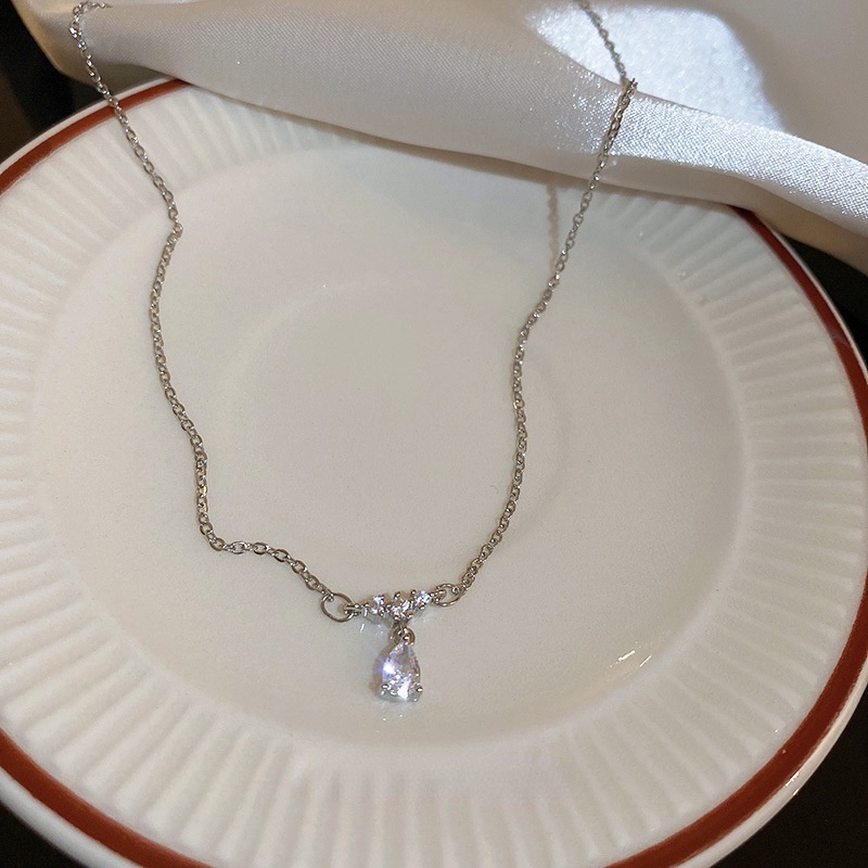 Vòng cổ Mặt Hình Giọt Nước Đính Đá Zircon Đơn Giản Thời Trang Mùa Hè