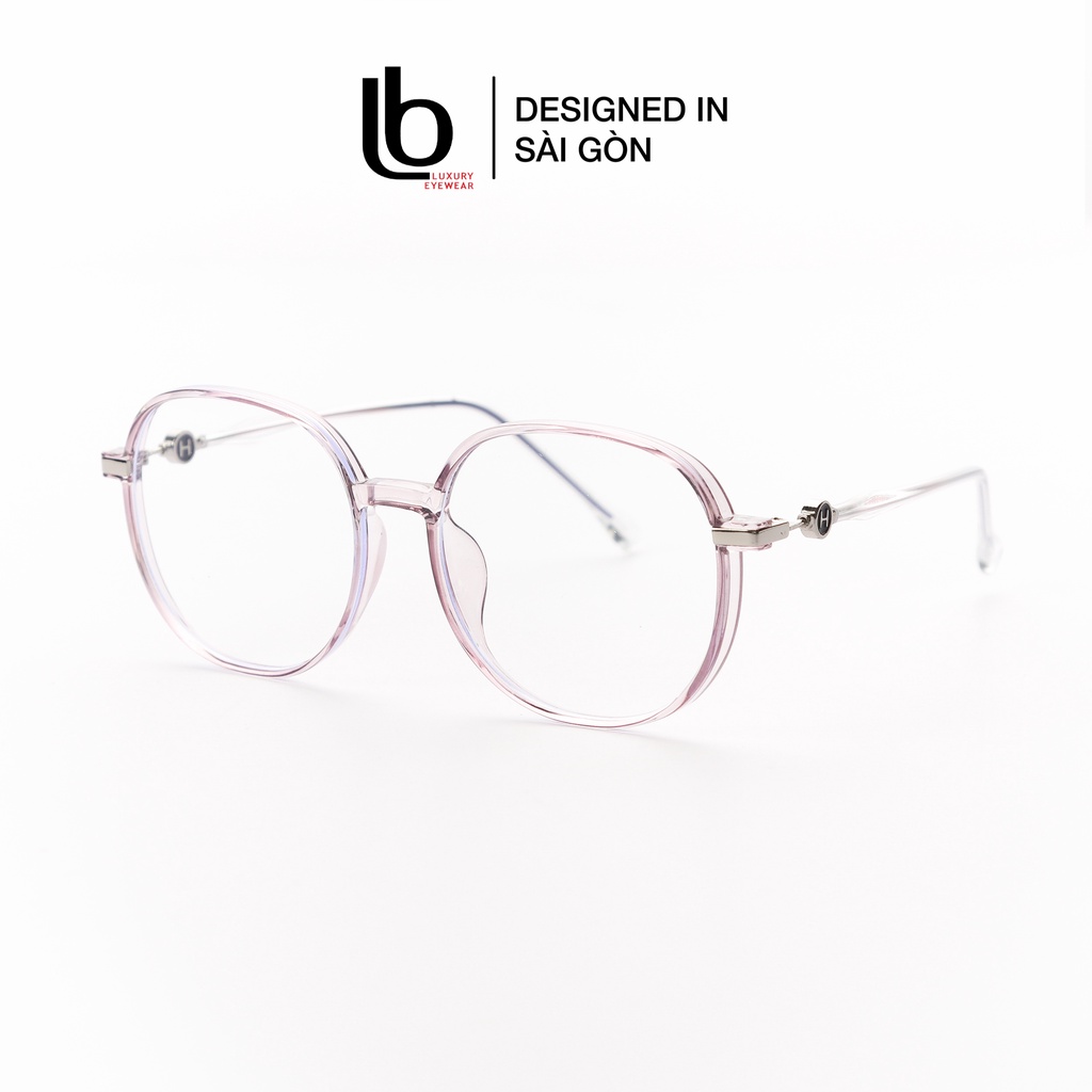 Gọng kính mắt Tròn to nam nữ UV 82 731 Nhựa dẻo thanh mảnh bền nhẹ LB Eyewear - Màu đen, hồng, cam, trong suốt, xám, tím