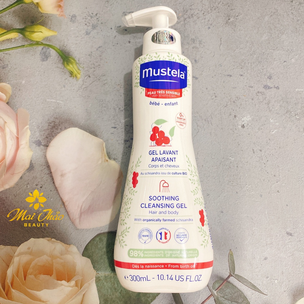 Sữa Tắm Gội Cho Trẻ Sơ Sinh & Em Bé Da Nhạy Cảm Mustela Soothing Cleansing Gel 300ml